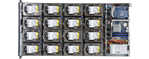 CLUSTOR-44U-384HDD · 44U · 384 HDD · до 7,68 ПБ raw при HDD 20 ТБ raw